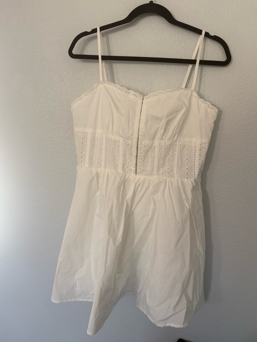 Forever 21 White Eyelet Mini Babydoll Dress Size Large
